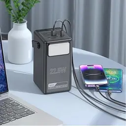 Батарея універсальна HOCO 100000mAh Endure 22.5W PD, QC, LED Lamp, Black (DB03 / 714721) - мініатюра 9