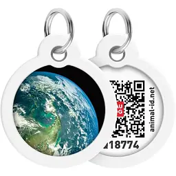 Адресник для собак і котів Waudog Smart ID з QR паспортом Земля 25 мм