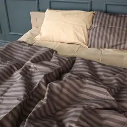Комплект постільної білизни MirSon Elegant Stripes бязь 110х140 см бежевий/шоколадний (2200011018355) - мініатюра 2