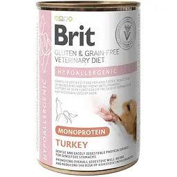 Корм вологий Brit VetDiet Hypoallergenic Turkey для собак із харчовою алергією з індичкою 400 г
