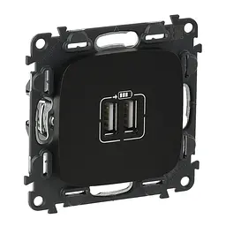 Розетка подвійна USB для зарядки Valena ALLURE антрацит Legrand osv0002083
