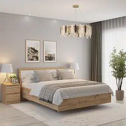 Ліжко двоспальне MebelStar Б'янка Ламелі 160x200 см Дуб тахо/Аляска білий (MBS-1028)