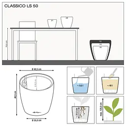 Вазон Lechuza Classico Premium LS, 40 л, білий (16100) - мініатюра 4