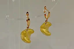 Сережки No Name підвіски жовте чеське скло 3,7 см золотисті