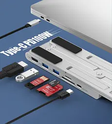 Підставка для ноутбука Choetech HUBM43SL + док станция USB-C 7in1 - мініатюра 4