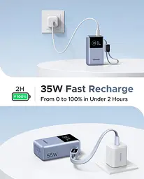 Павербанк з вбудованим кабелем Ugreen PB834 10000 мАг 55W з шкидкою зарядкою та цифровим LED дисплеєм - мініатюра 7