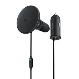 Бездротовий Автомобільний зарядний пристрій Baseus CW01 MagSafe Wireless Charging 15W (+АЗУ USB 25W) чорний C40141000111-01 - мініатюра 4