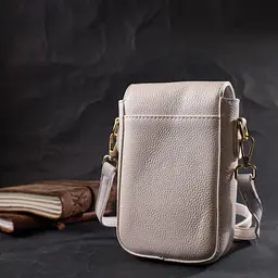 Шкіряна сумка вертикального формату з клапаном Vintage 22309 біла - мініатюра 10