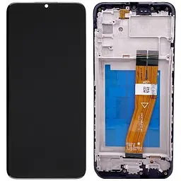 Дисплей Samsung A025 Galaxy A02s/M025 чорний, 160.5 x 72 mm, жовтий шлейф, оригінал PRC, з рамкою