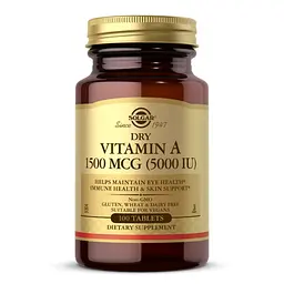 Вітаміни та мінерали Solgar Dry Vitamin A 1500 mcg, 100 таблеток