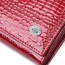Гаманець для жінок із натуральної лакованої шкіри ST Leather 22680 червоний - мініатюра 5