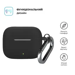 Силіконовий чохол для навушників OPPO Enco Buds3 Pro, Hang Case, чорний, ультратонкий захисний кейс товщиною 2 мм, захист від подряпин, пилу та ударів, компактний, з карабіном для кріплення, ArmorStandart (ARM86802) - мініатюра 2