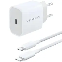 Зарядний пристрій Vention 20W 1×USB-C з кабелем USB-C M-M White (G16W0-EU)