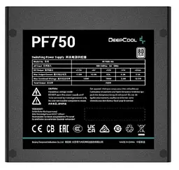 Блок живлення 750 Вт, PF750, Black, 80+ Standard, Active PFC, 12 см Deepcool teh0034027 - мініатюра 4