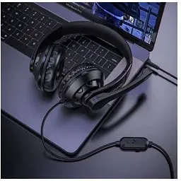 Ігрові навушники Borofone BO102 Amusement gaming провідні чорні 6931474741660 - мініатюра 5