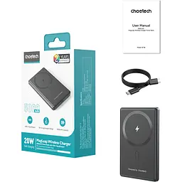Зовнішній акумулятор Choetech Magnetic Wireless B738-BK 5000mAh 20W Black [123965] - мініатюра 4