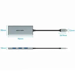 Док-станція USB3.1 Type-C - HDMI/USB 3.0x3/SD/TF/PD 100W 7-in-1 Vention (TOPHB) - мініатюра 6