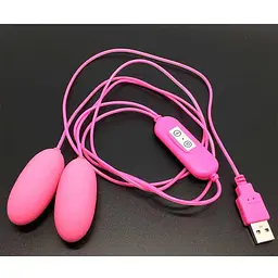 Подвійне віброяйце з USB-дротом для вагінальної та анальної стимуляції 5,3 см Фіолетове - мініатюра 3