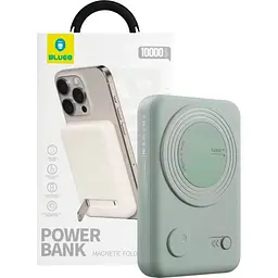 Зовнішній акумулятор Blueo Magnetic Wireless Power Bank With Stand 20W 10000mAh Mint (P010GRNS) [105994] - мініатюра 3
