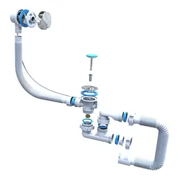 Сифон для ванни Santehplast SVD-05 FLAT steamer - автомат 1 1/2" з переливом 30412 - мініатюра 2