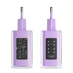Мережевий зарядний пристрій Acefast A45 USB/2 Type-C QC PD PD65W GaN фіолетовий - мініатюра 6