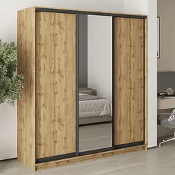 Шафа-купе тридверна MebelStar Стандарт BG 2ДСП/Дзеркало 190x45x210 см Дуб тахо (MBS-8425)