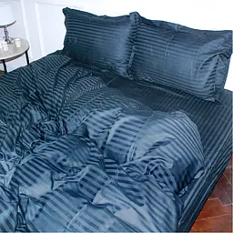 Постільна білизна MirSon SatinStripe 30-0021DarkBlue 143х210 Полуторний (2200005255742) - мініатюра 3