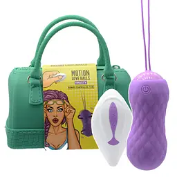 Вагінальні кульки з вібрацією FeelzToys Motion Love Balls Twisty, 8 см, фіолетовий - мініатюра 3