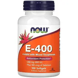 Амінокислота Now Vitamin E-400 Plus Selenium, 100 капсул vit0004030