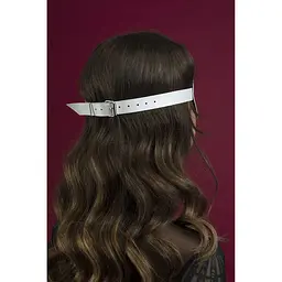 Маска на очі Feral Feelings - Blindfold Mask, натуральна шкіра, біла - мініатюра 4