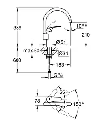 Змішувач для кухні Grohe Eurosmart 332022433 Чорний матовий - мініатюра 4