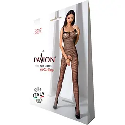 Бодістокінг Passion BS071 Black, комбінезон на бретелях - мініатюра 7