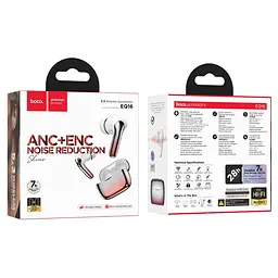 Бездротові TWS навушники Hoco EQ16, вакуумні, ANC, ENC, Noise Reduction, BT5.3, 40mAh, 320mAh, 7h, red glaze - мініатюра 3