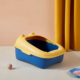 Туалет для котів із лопаткою Derby Plastic Cat Litter Box жовто-синій 43 х 34 х 20 см - мініатюра 4
