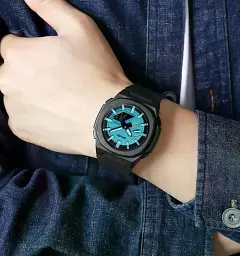 Чоловічий наручний годинник Skmei 2091 цифровий електронний спортивний Black Light Blue Black, 2091BKLTBUBK (19471) - мініатюра 3