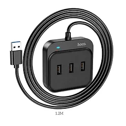 Хаб концентратор Hoco HB31 Easy 4 in 1 (Usb to Usb3.0+Usb2.0x3) 1.2m 6931474784896 - мініатюра 2