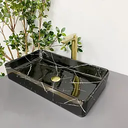 Умивальник VBI Triest black marmo glossy накладний VBI-012707, Чорний матовий - мініатюра 1