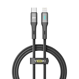 Кабель для заряджання та обміну даними USB Yoki YK-LE17 LED Series Type-C to Lightning 30W 3A/10V 1.2 m Black