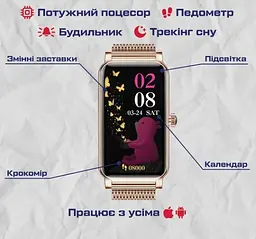 Жіночий розумний смарт годинник Smart Bracelet (Gold) - мініатюра 9