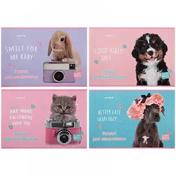 Зошит для малюв. на скобі 12/100 A4 Studio Pets софт тач+УФ лак SP23-241/Kite/(20)(160)