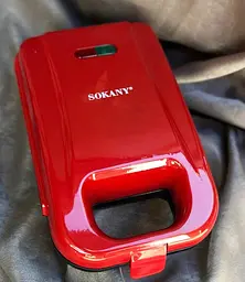 Мультипекар 5в1 вафельниця мультимейкер Sokany SK-08048 форми для великих вафель, пончиків, печива 650 Вт Червоний - мініатюра 7