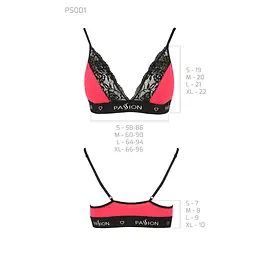 Еластичний топ з мереживом Passion PS001 TOP M, red-black - мініатюра 5