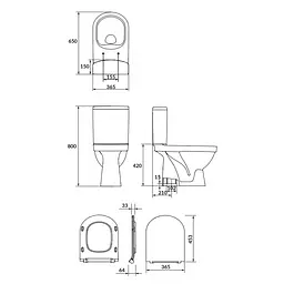 Унітаз-компакт ZIP Cersanit Zip 785 SimpleOn 021 3/5 л з сидінням duraplast Slim Soft Close K121-015 - мініатюра 2