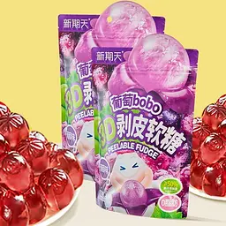 Китайські жувальні цукерки 3D Fruit Shaped Gummies Bobo Peelable Fudge Виноград 75г - мініатюра 4