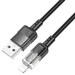 Кабель Hoco U129 Spirit transparent charging data cable iP Black