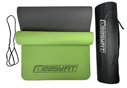 Килимок для йоги та фітнеса EasyFit TPE+TC 6мм двошаровий + Чохол зелений з чорним (EF-1924s-GNBK) - мініатюра 6
