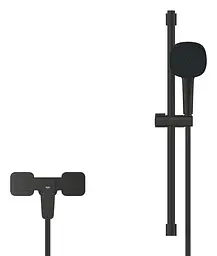 Змішувач для душу з душовим гарнітуром Grohe Cubeo 1018252430 Чорний матовий - мініатюра 2