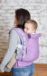 Ерго рюкзак регульований від народження 0 - 18 місяців "Adapt" Coolbabka Бузковий Geometry - мініатюра 4