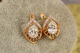 Сережки Xuping Jewelry камені Сваровскі біла крапля 1.6 см золотисті