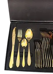 Набір столових приладів A-Plus 1421 Gold 6 персон 24 предмети Золотий - мініатюра 4